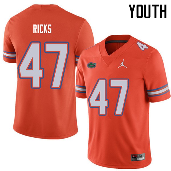 Jordan Brand Youth #47 Isaac Ricks Florida Gators College Football Jerseys Orange